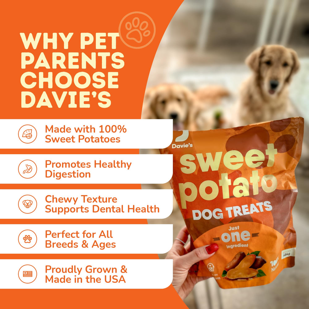 Davie's Naturals batata dulce rica en hierro y vitaminas, para apoyar una dieta equilibrada