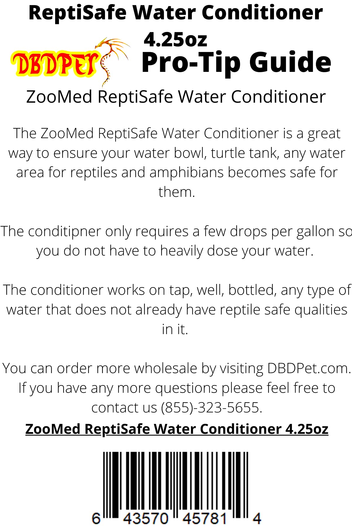 DBDPet ReptiSafe guía de consejos adjunta, orienta el mantenimiento del acuario.