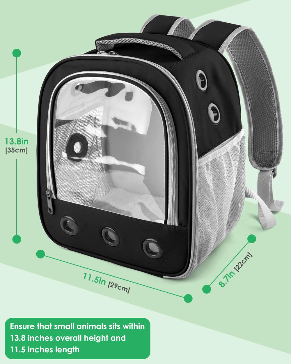 DBNESS Mochila transportín para cuy, porta-bebidas integrado.