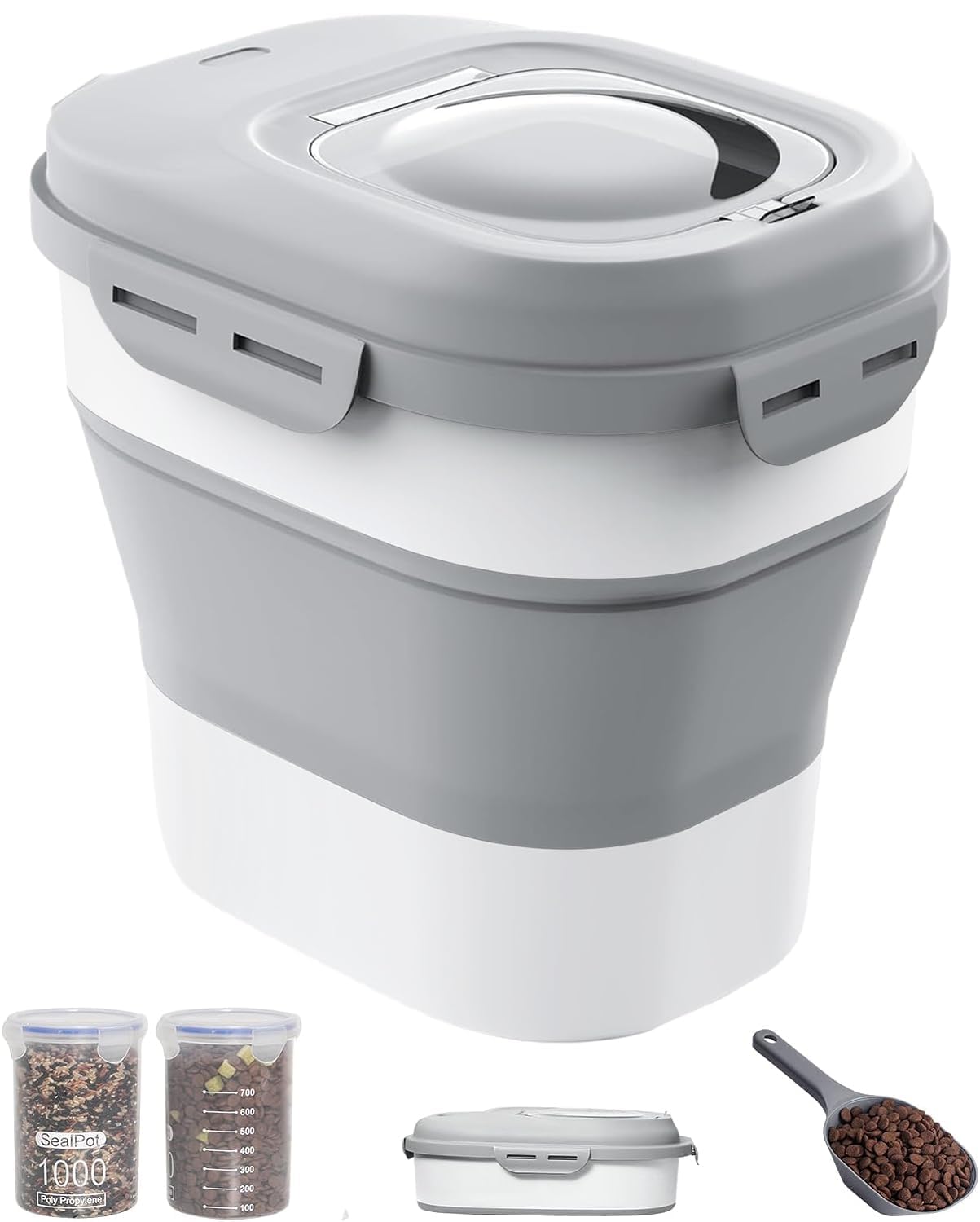 DDMOMMY contenedor para perros plegable con tapa hermética para mayor frescura.