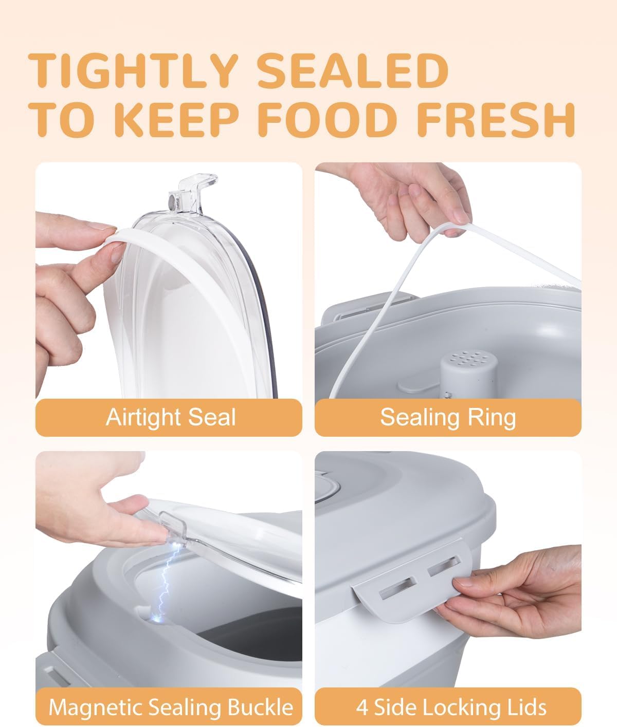 DDMOMMY contenedor con ruedas integradas para mover la comida fácilmente.
