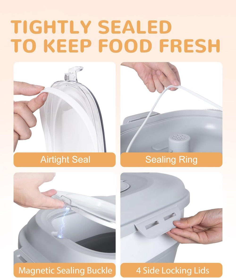 DDMOMMY contenedor con ruedas integradas para mover la comida fácilmente.