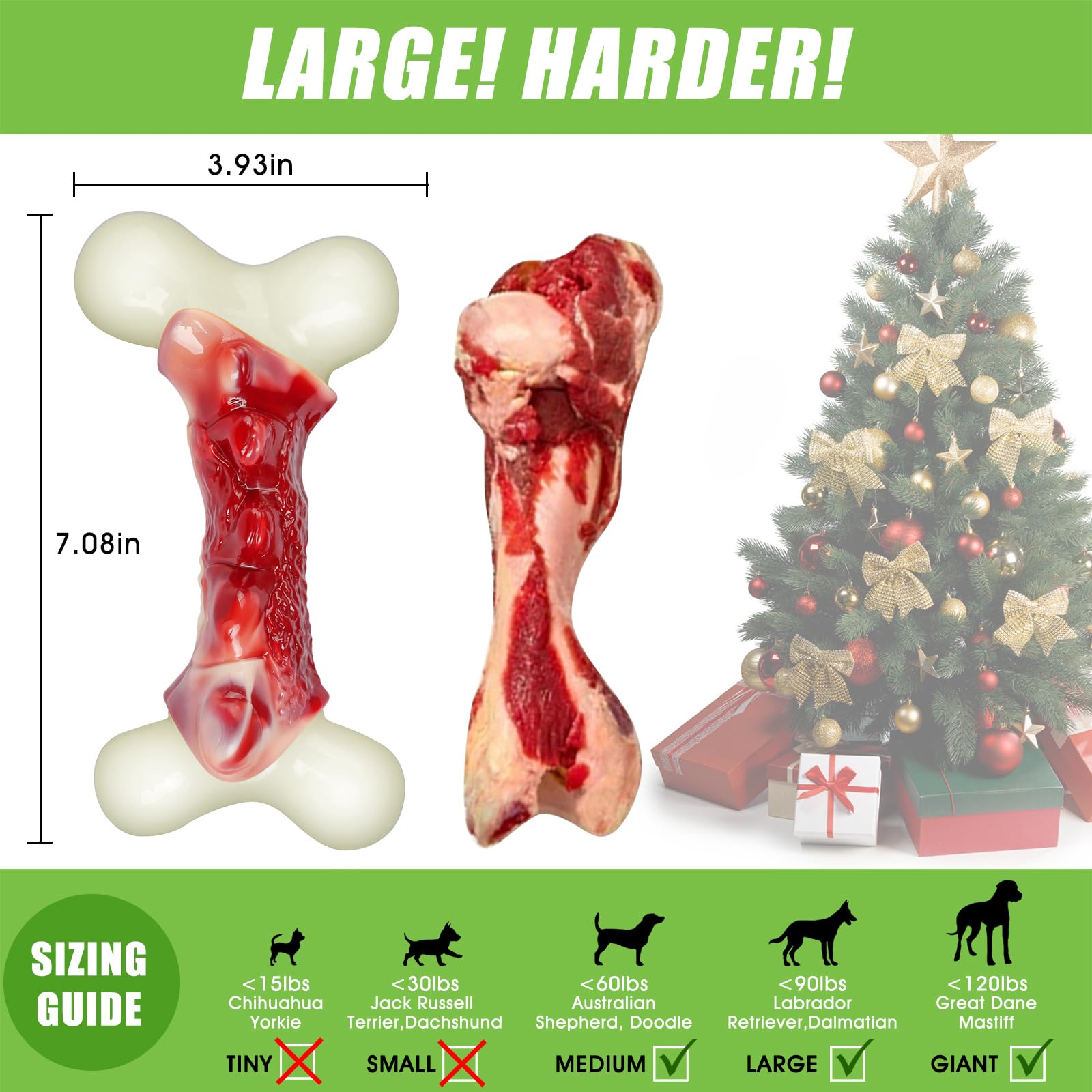 DEBAK hueso resistente para perros grandes, ideal para masticación prolongada