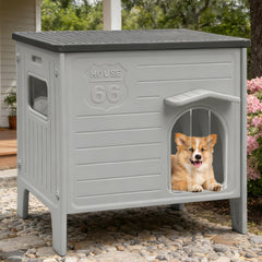Deblue casa para perros exterior impermeable con piso elevado para clima lluvioso