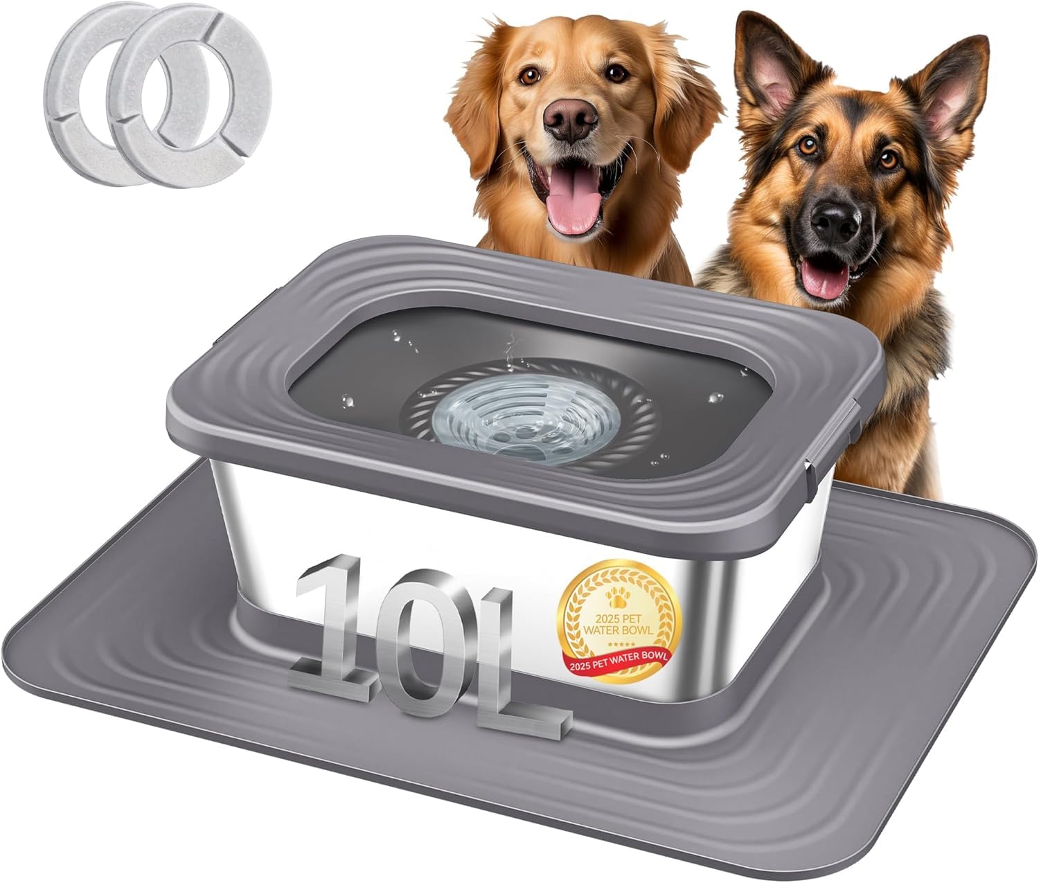 Bebedero Decflow 10L en acero inoxidable para perros grandes, ideal para uso diario