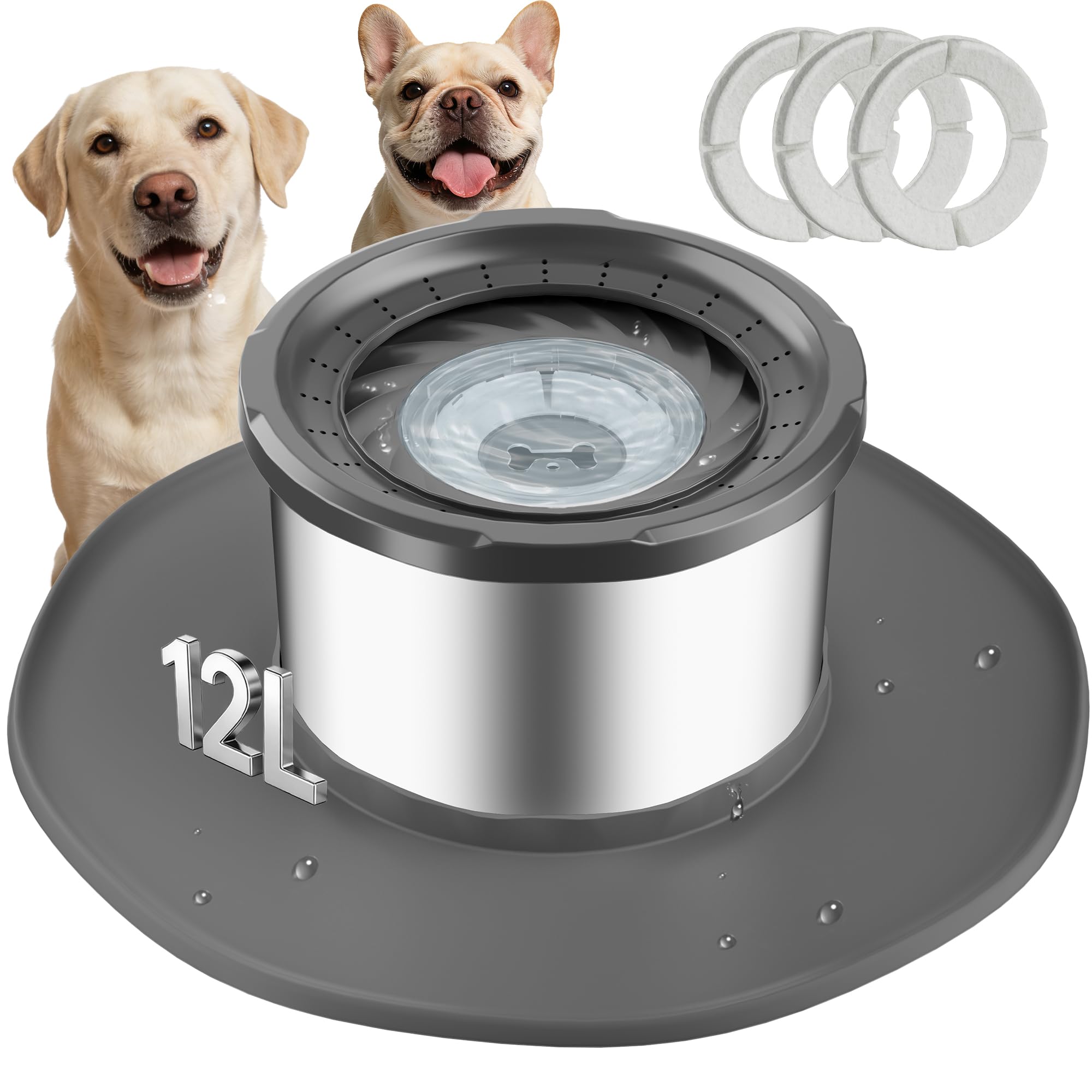 Decflow tazón agua perro grande 12L, hidratación constante sin recargas.