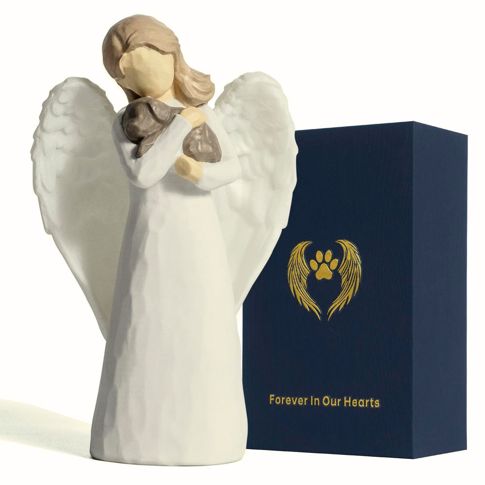 DecorSmart ángel perro: figura de resina con luz suave para recordar a tu mascota.