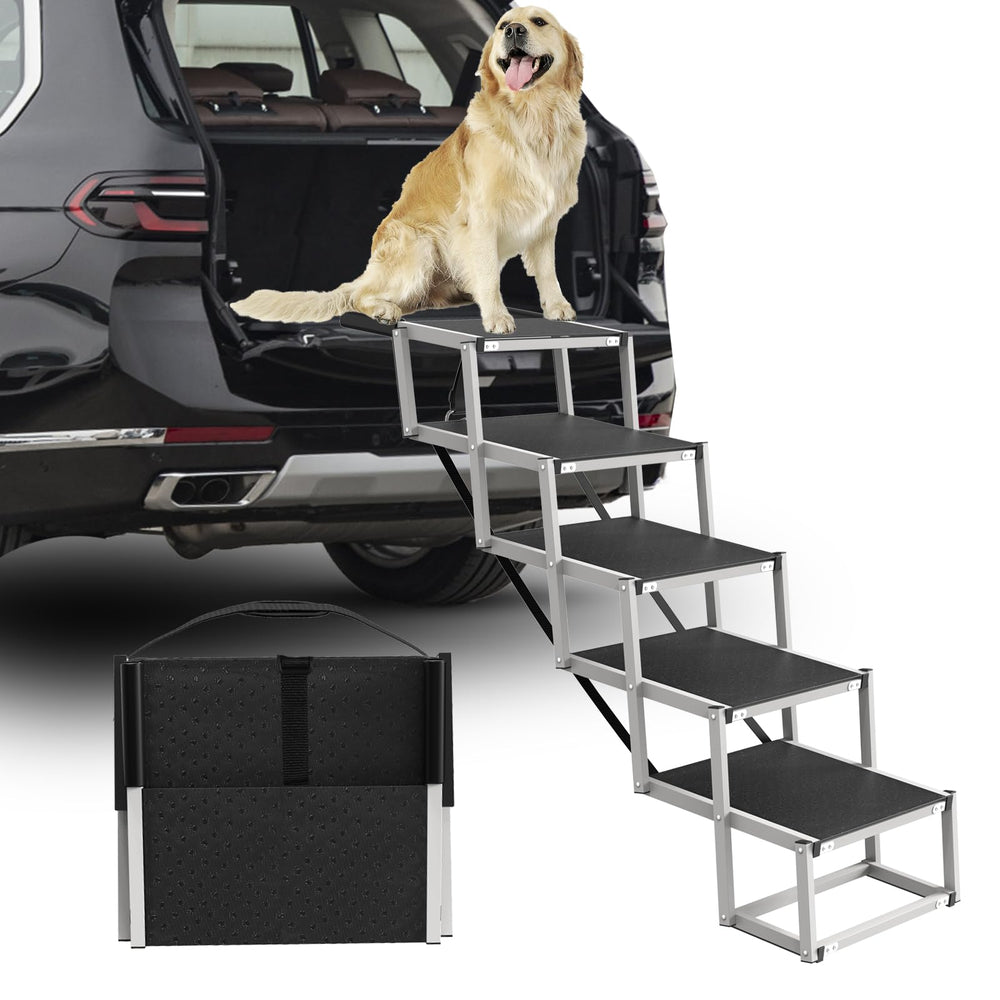 DeerGym escaleras para perros grandes con 5 peldaños, facilitan subir al coche con seguridad.