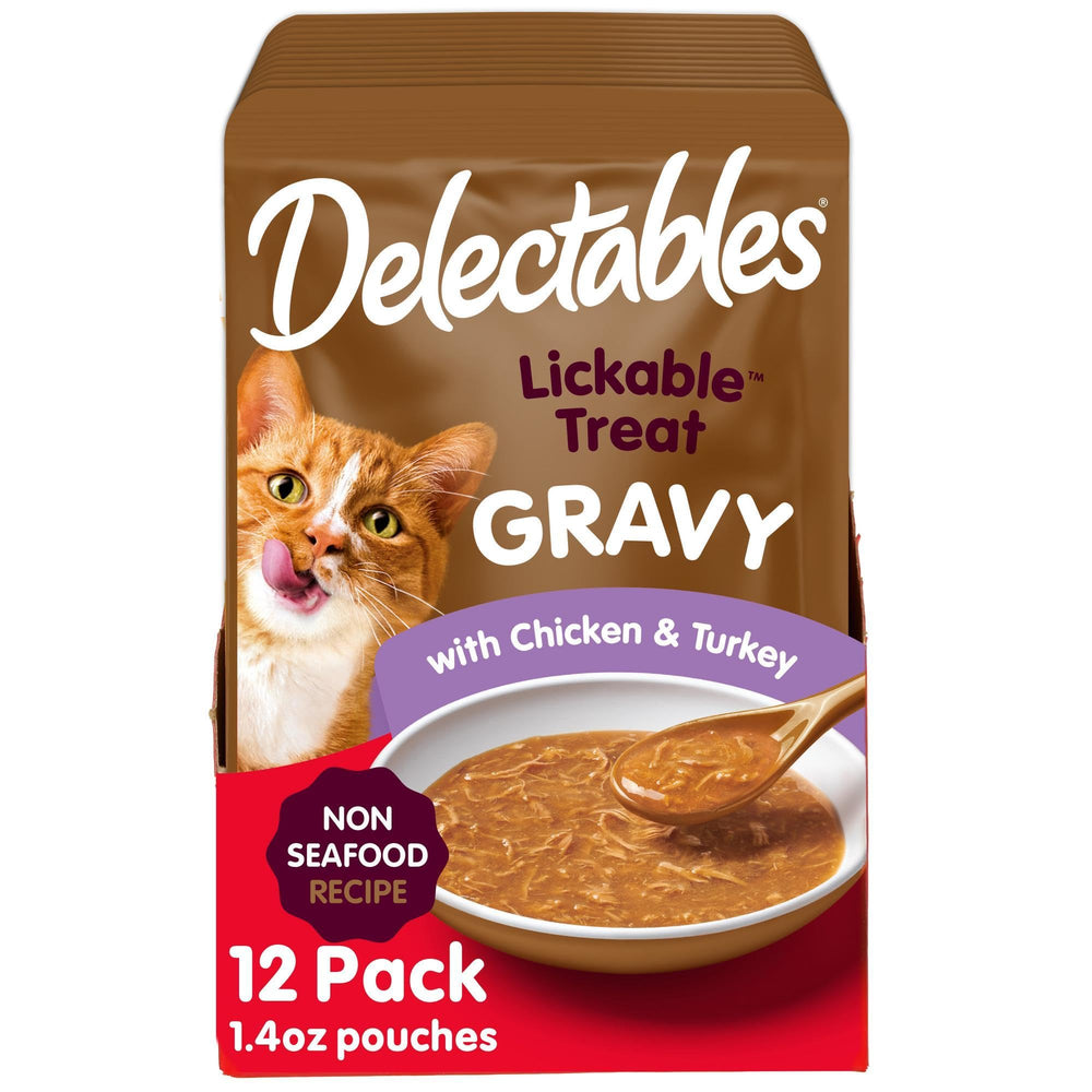 Delectables Hartz gravy cat treat closeup showing a rich texture ideal for licking
