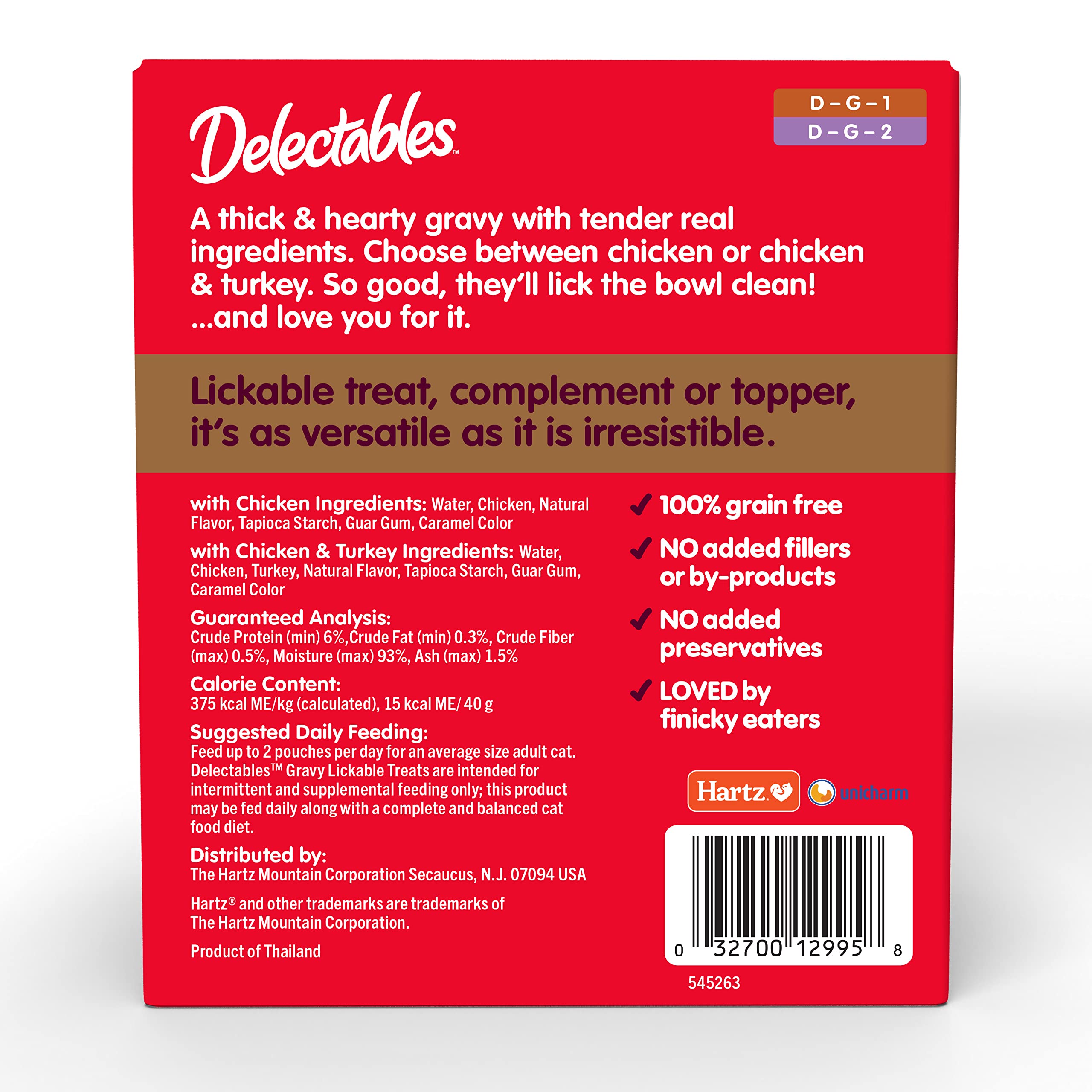 Delectables Hartz gravy lickable serving on mat for convenient meals.