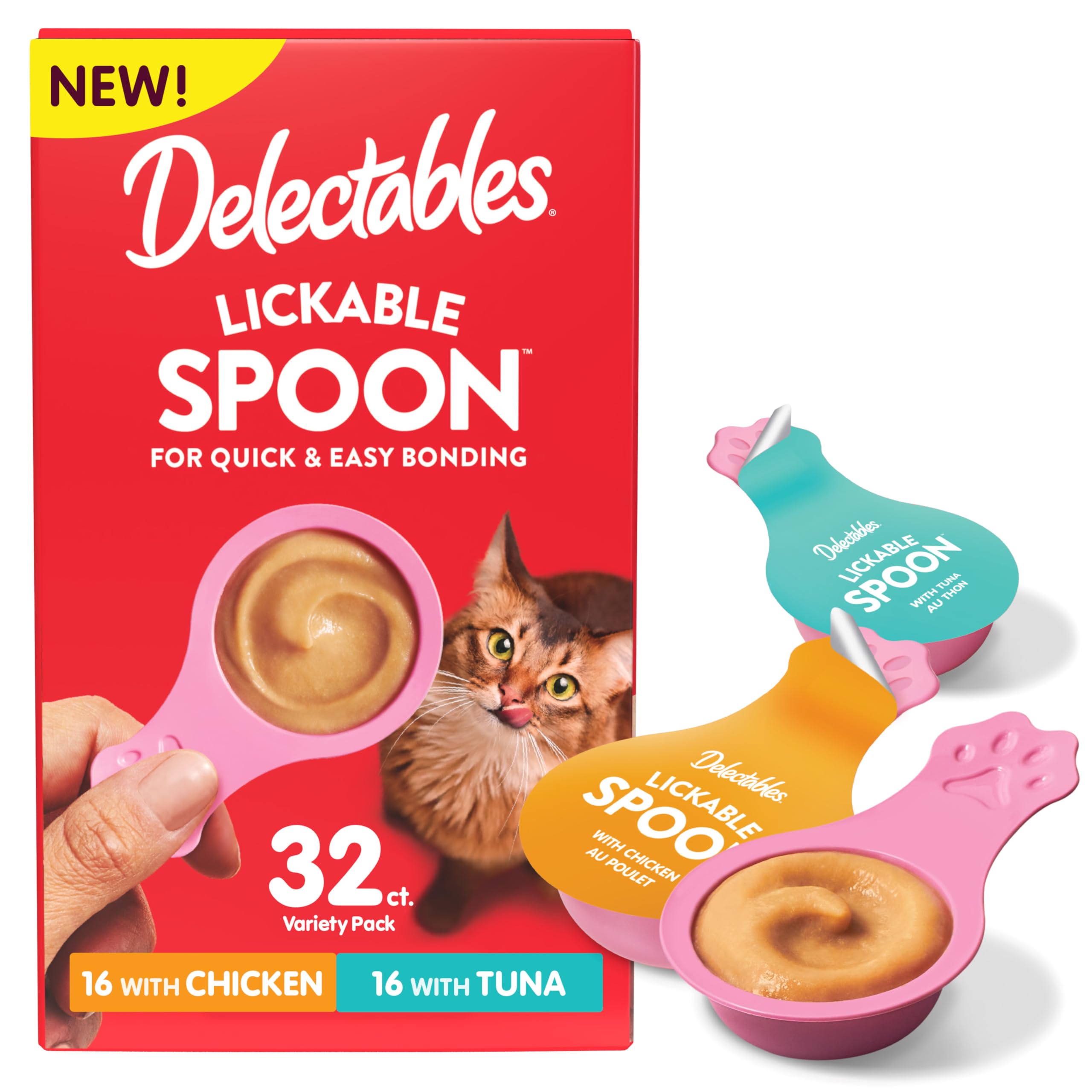 Delectables Lickable Spoon con pollo cremoso, puré sabroso para gatos