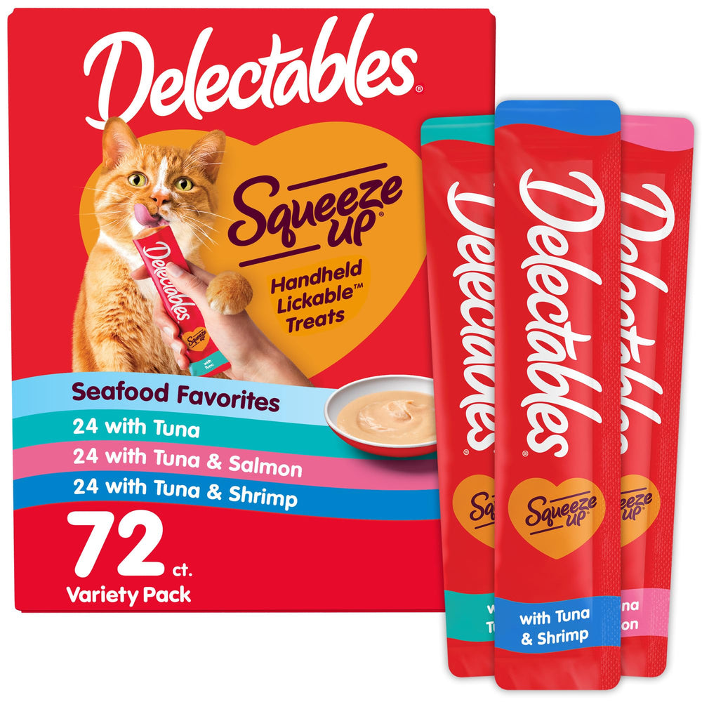 Delectables Squeeze Up con atún cremoso, ideal para premiar e hidratar.