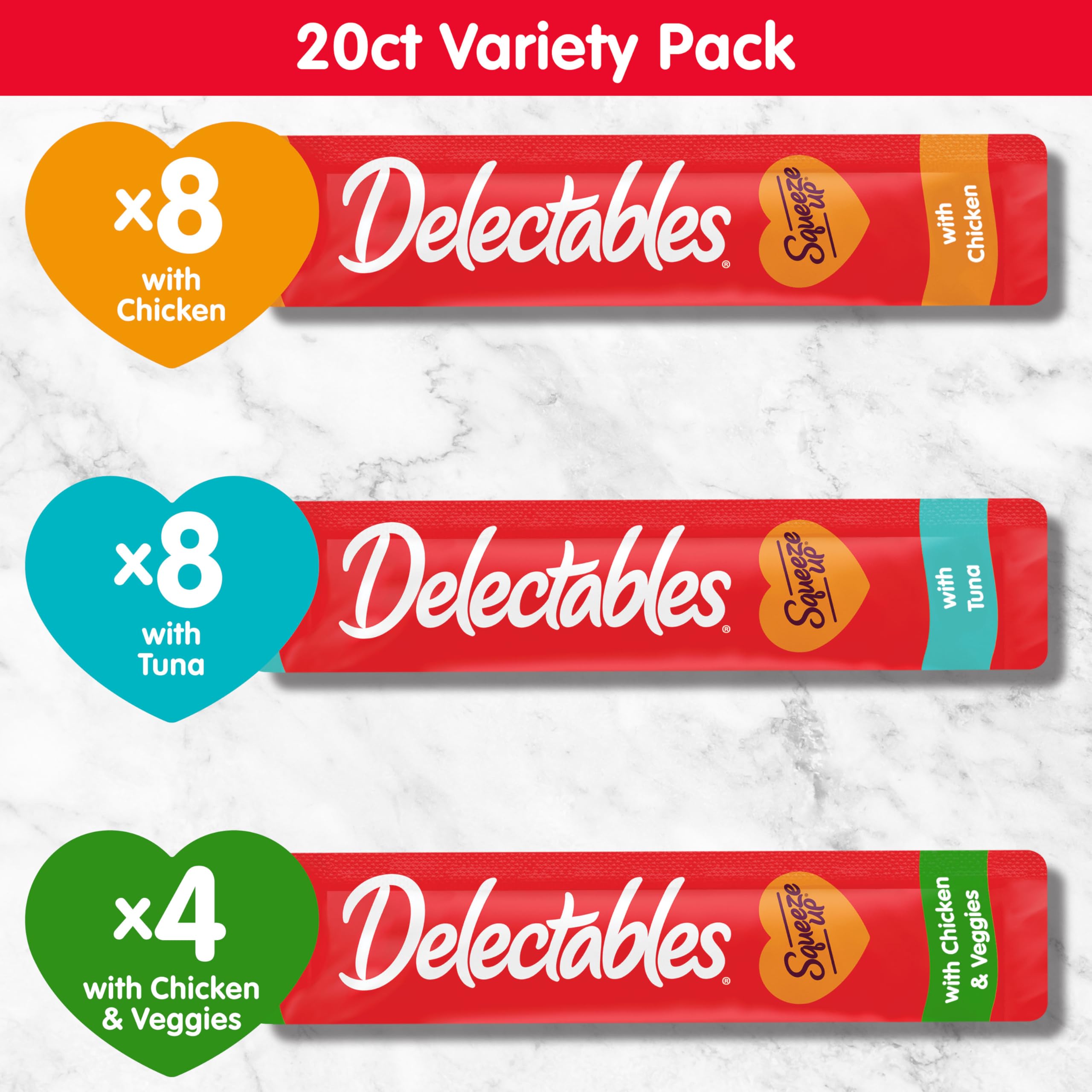 Ingrédients de qualité Delectables Squeeze Up pour une gourmandise sûre.