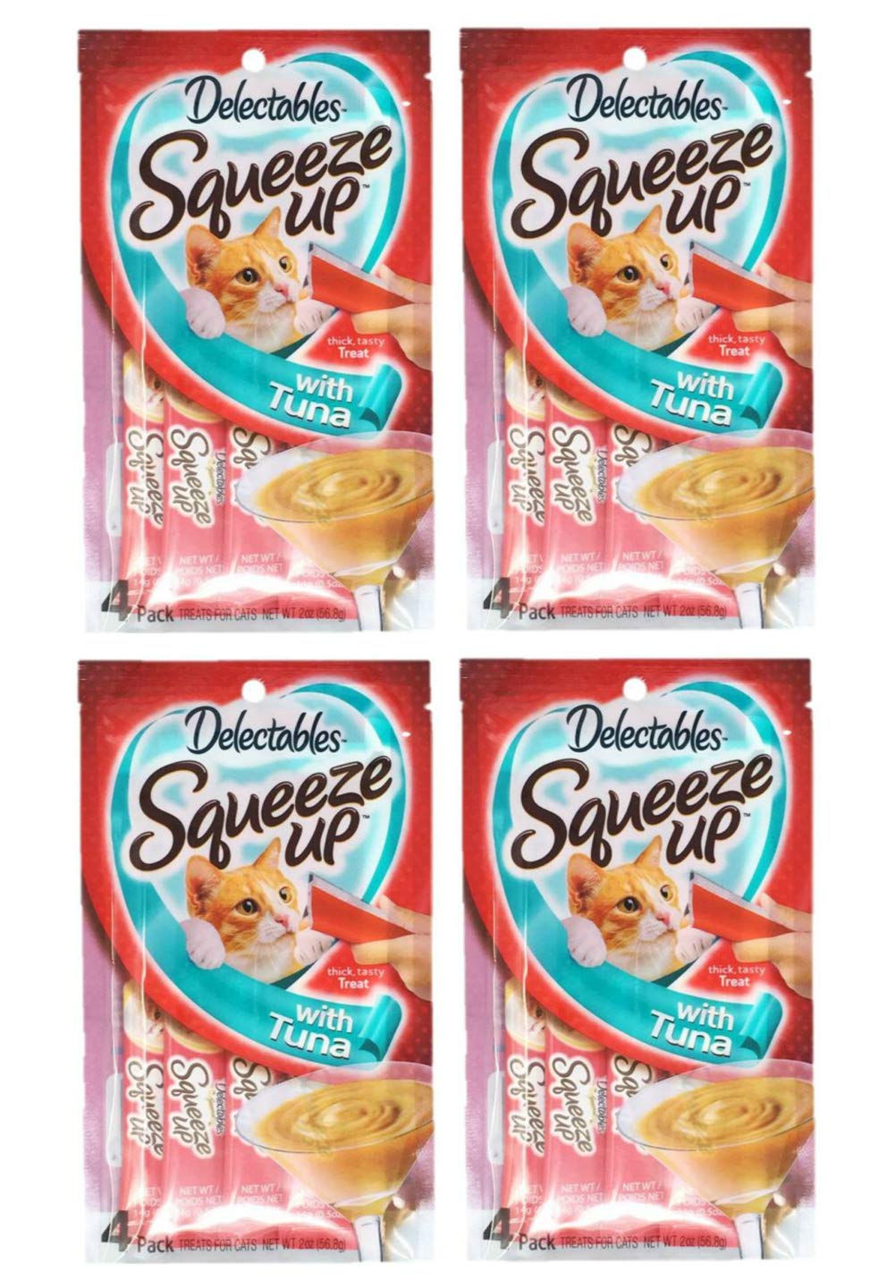 Delectables Squeeze Up para gatos, tubo apretable de atún para premiar y jugar