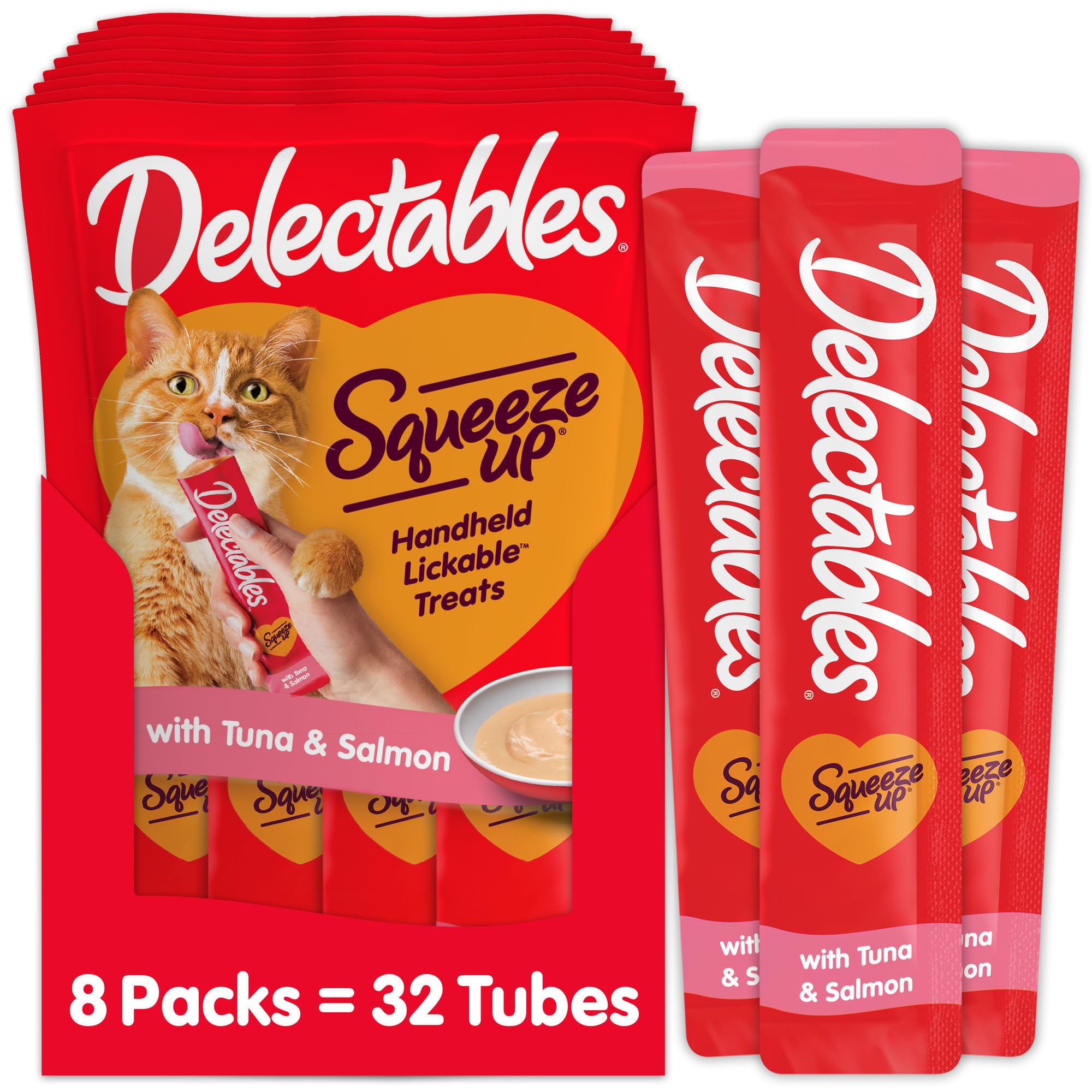 Delectables Squeeze Up: tubitos sabrosos en la mano para crear vínculo con tu gato.