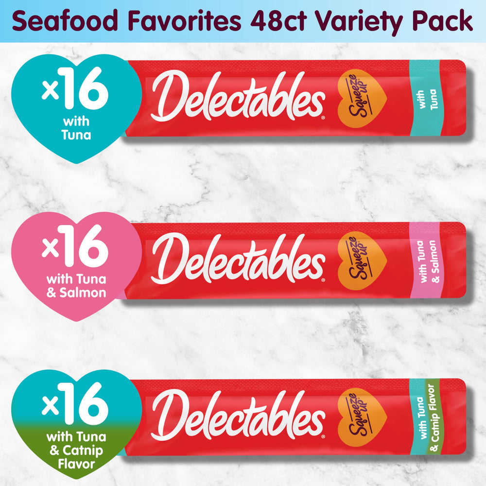 Delectables Squeeze Up Tuna, copos de hierba gatera.