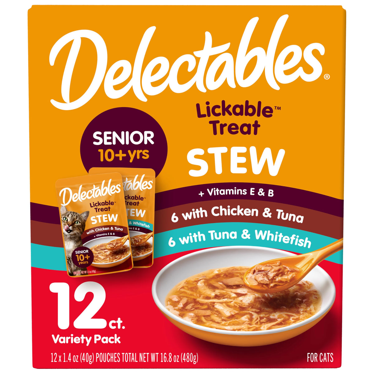 Delectables Stew Senior, sachet poulet et thon, parfait comme topper repas