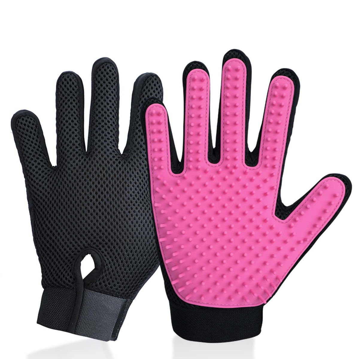 DELOMO guantes para mascotas, vista frontal, cepillado suave y retirada de pelos.