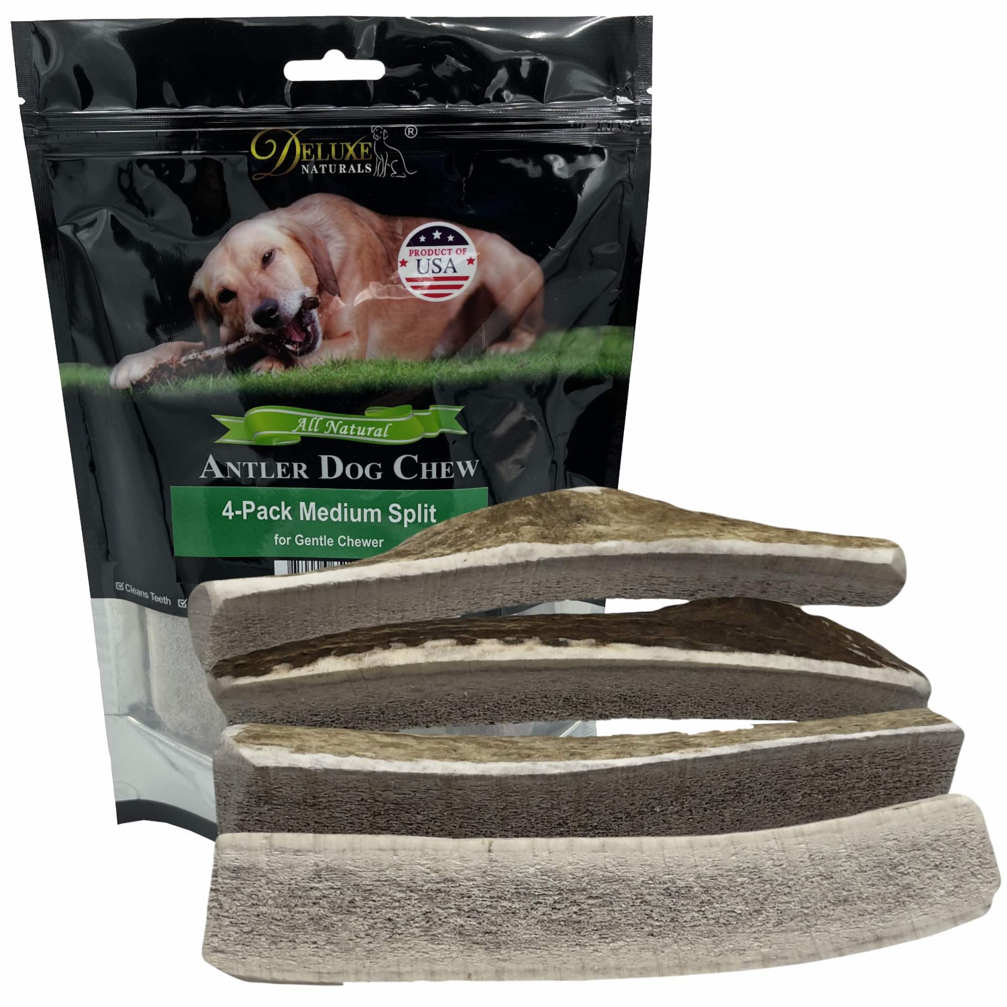 Deluxe Naturals asta alce medio dividido: ideal para perros pequeños.