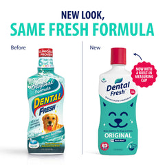 Gato bebiendo agua con Dental Fresh para cuidado oral diario