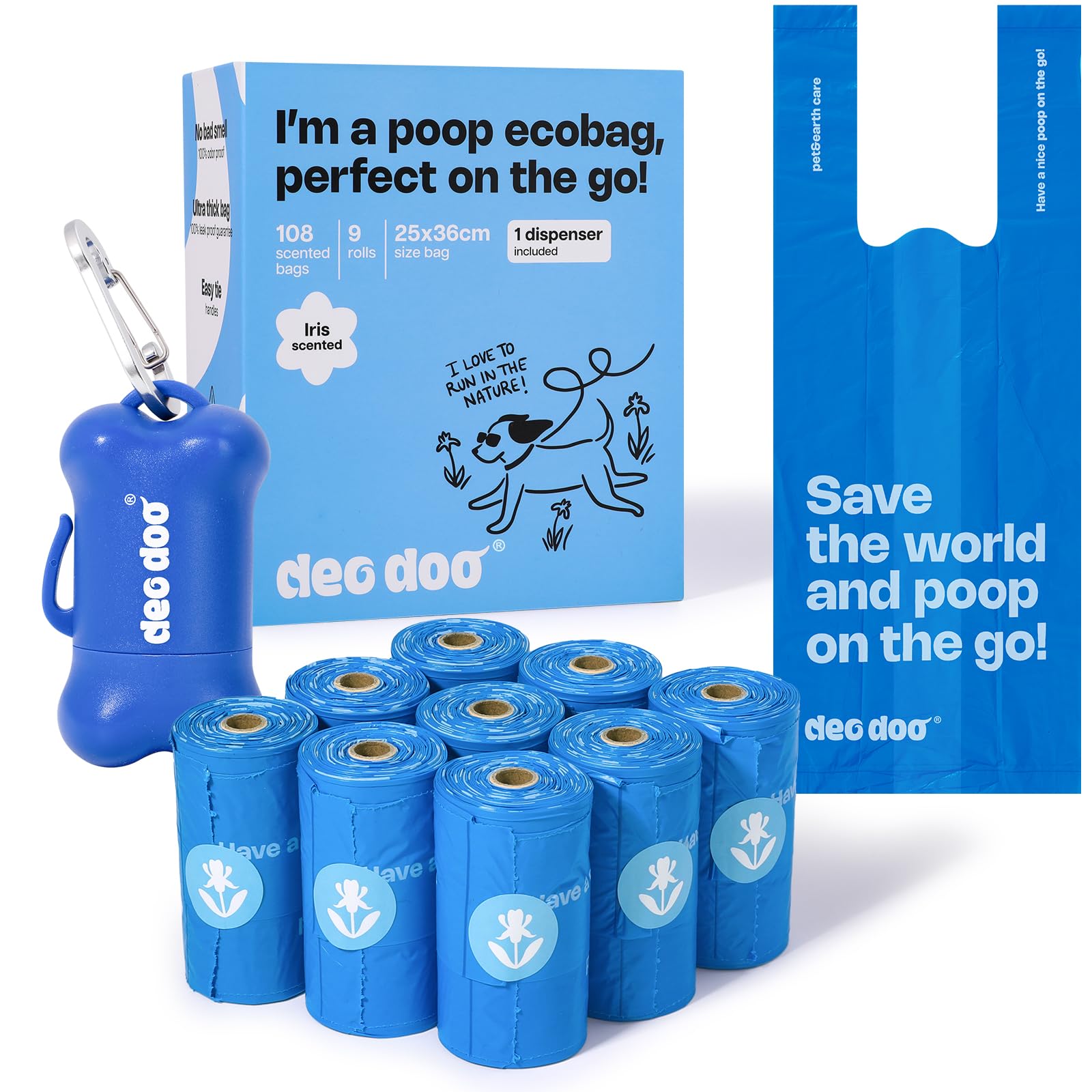 Bolsas Deo Doo para caca de perro con asas, perfecto para paseos limpios