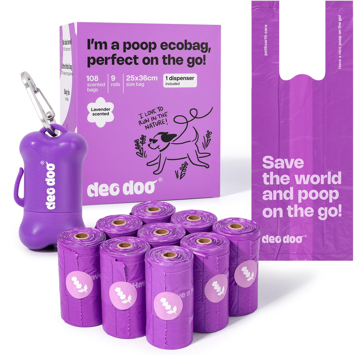 Bolsas Deo Doo con asas grandes para recoger heces en caminata