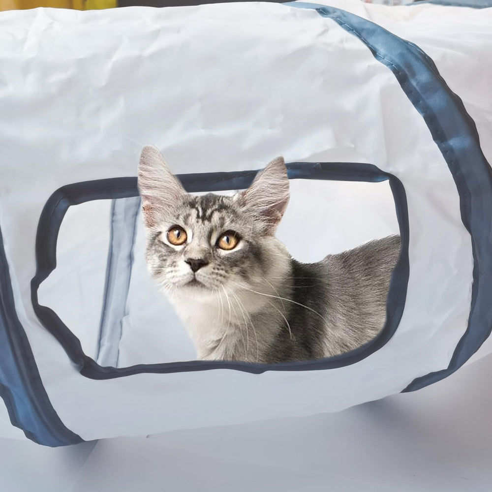 Túnel Deofun con bolas integradas, entretenimiento dinámico para mascotas.