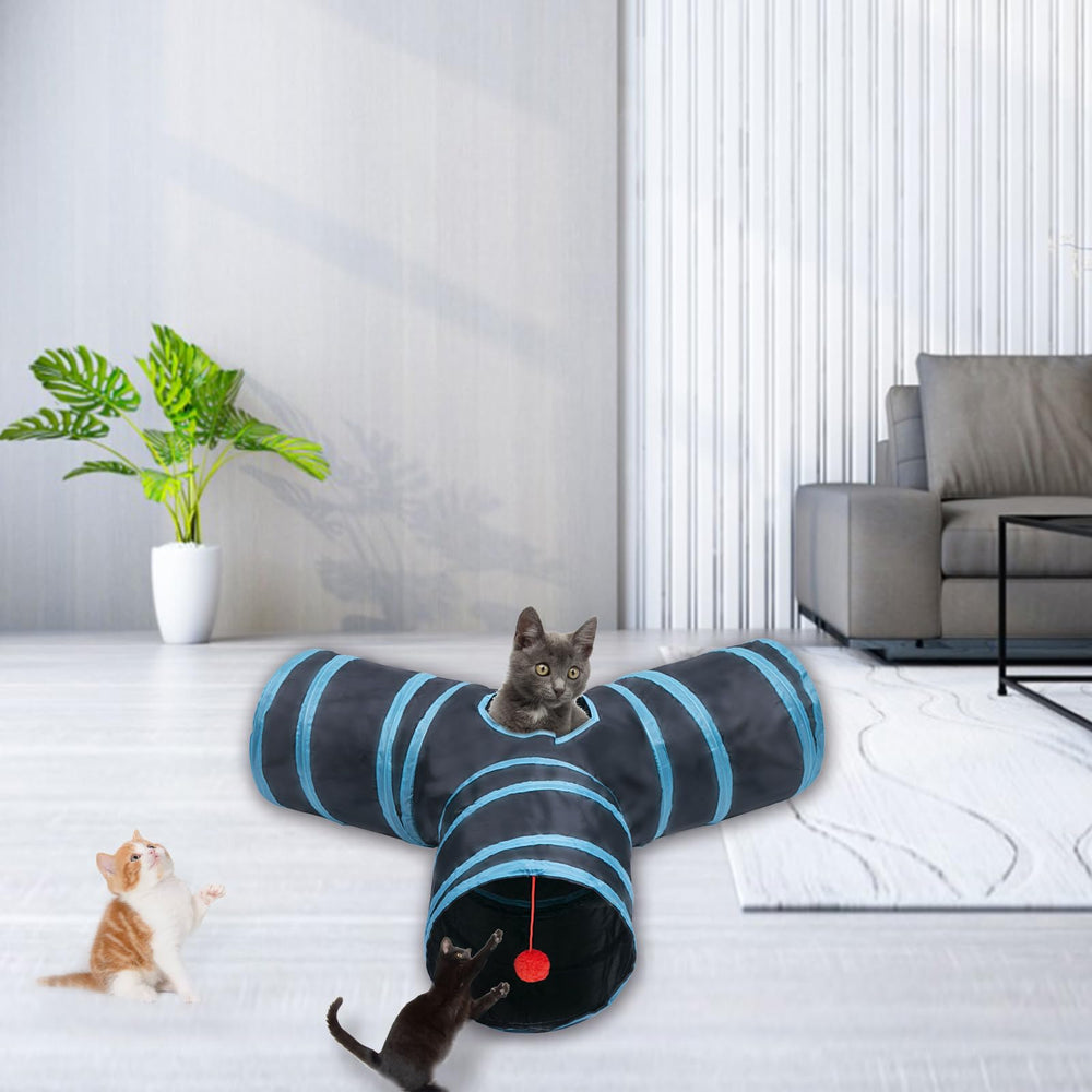 Deofun tunel gato azul, diseño duradero para exploración y descanso