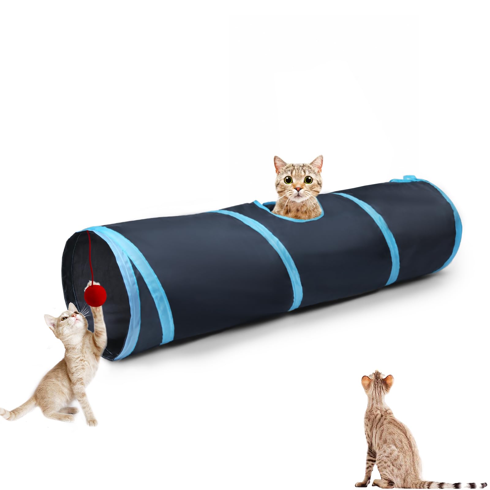 Tunel Deofun para gatos azul plegable y fácil de guardar
