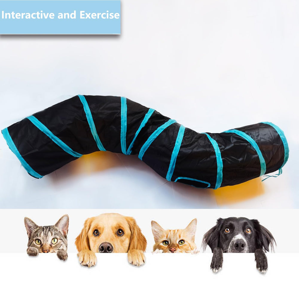 Tunel Deofun con bolas, entretenimiento para gatos y conejos.