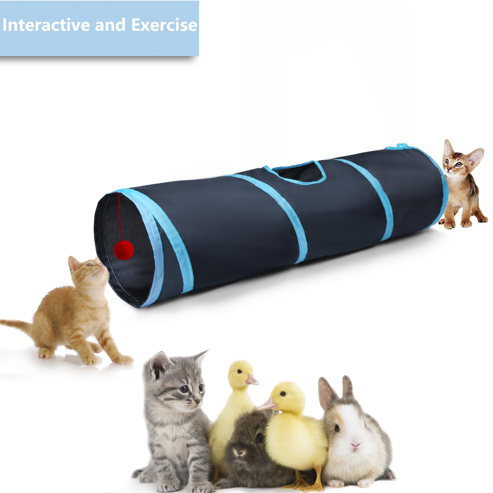Tunel Deofun apto para gatitos y adultos, perfecto para ejercitarse