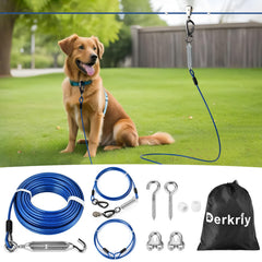 Derkriy Corredor para Perro con cable de 75 ft, libertad controlada al exterior