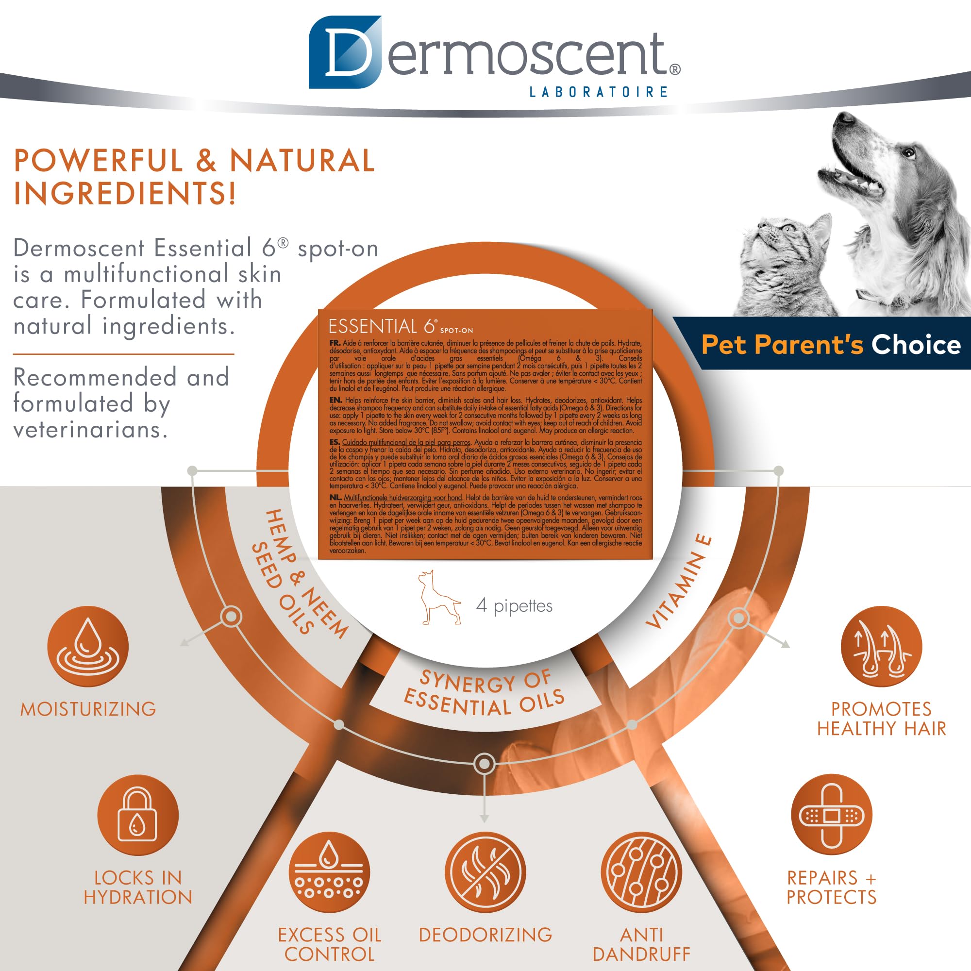Dermoscent SpotOn: aroma herbal suave y refrescante.