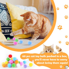 DF DUALFERV bolas pom pom con brillos, perfectas para ejercitar al gato.