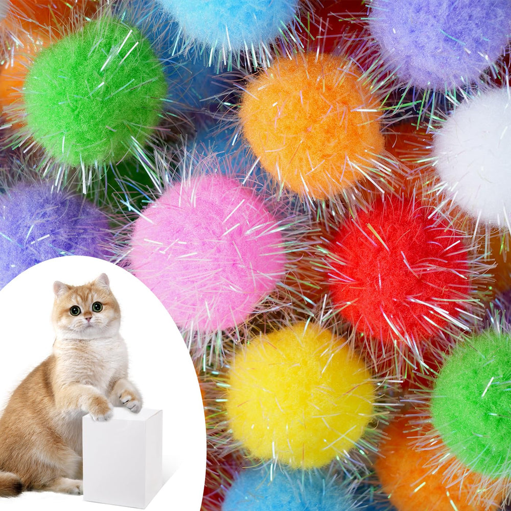 DF DUALFERV bolas pom pom para gatos, 1,5 pulgadas, ideal para juego diario.