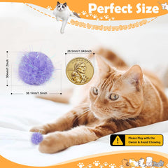 DF DUALFERV bolas pom pom brillantes para gatos, estimulan curiosidad y ejercicio.