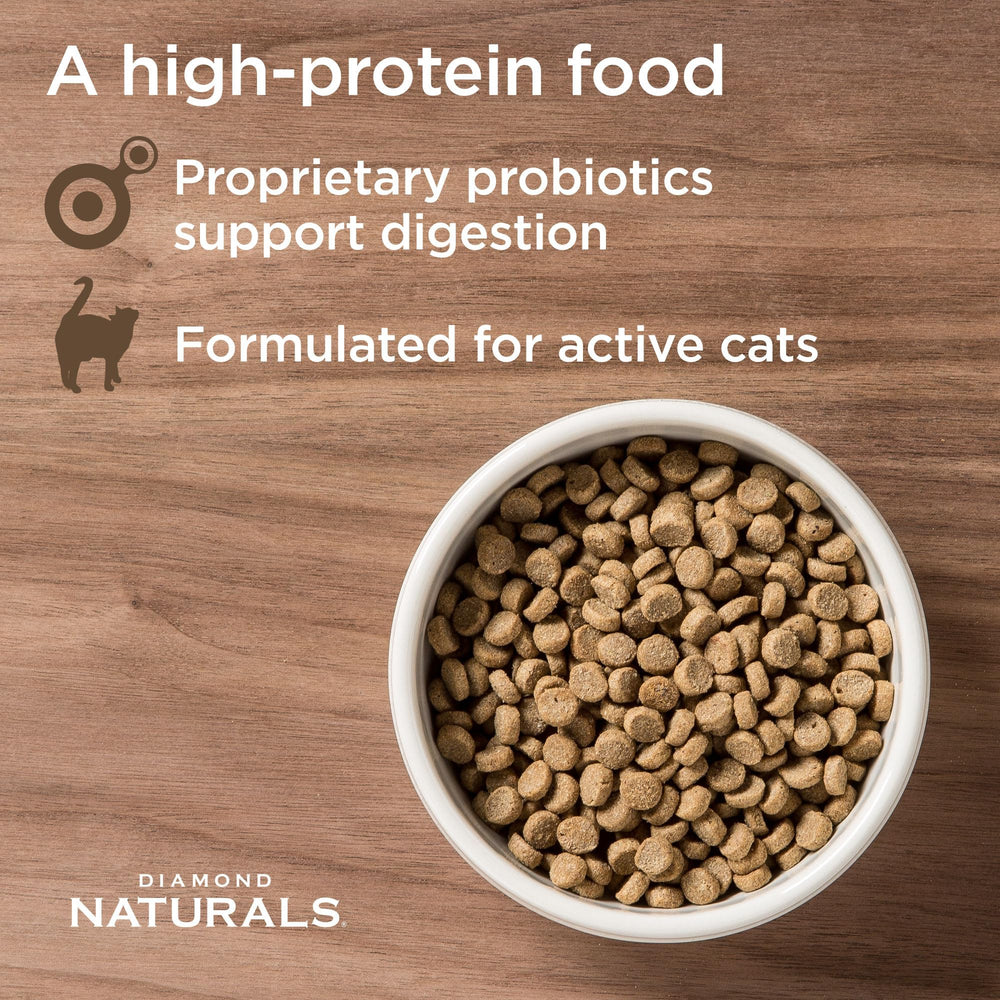 Diamond Naturals Gato Activo: superalimentos con frutas para soporte inmunitario.