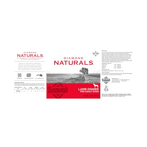 Lata abierta de Diamond Naturals Lamb Dinner con contenido sabroso