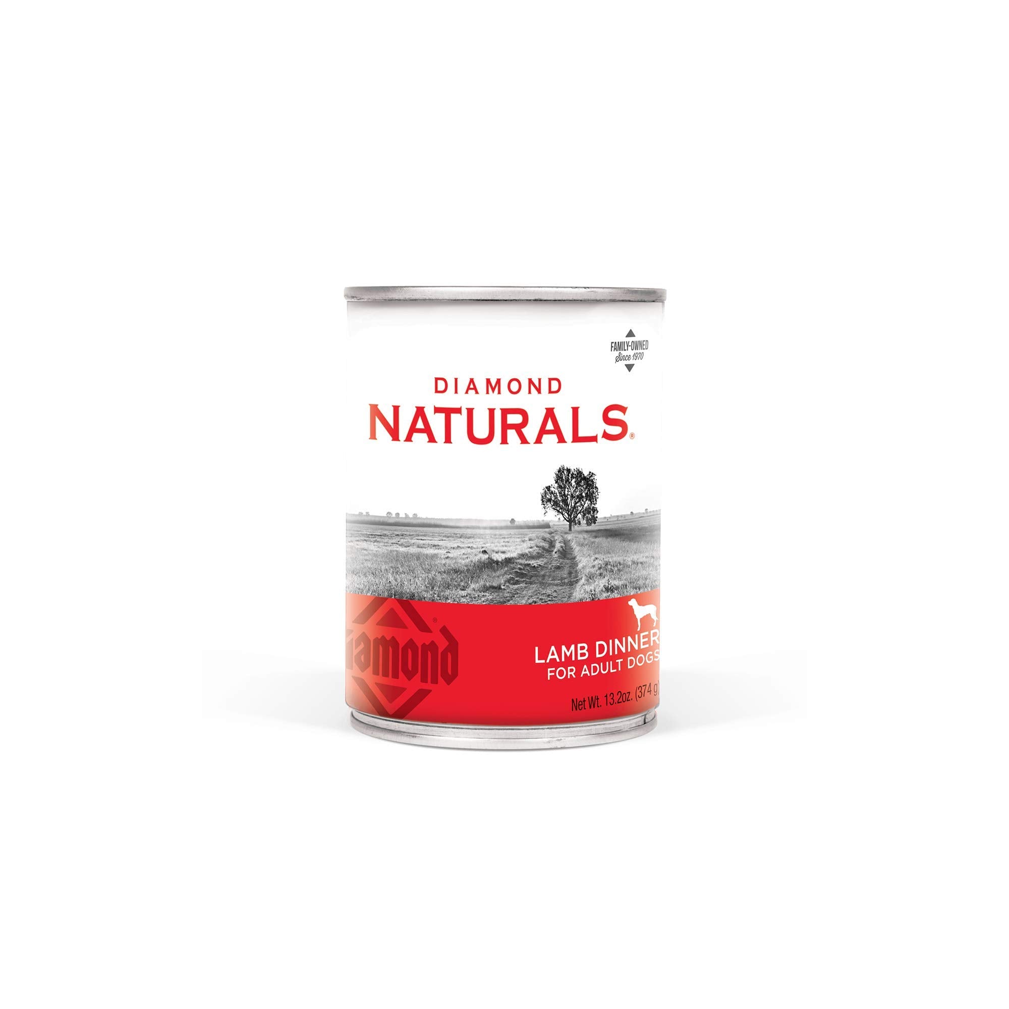 Diamond Naturals Lamb Dinner, lata frontal, ideal para perros activos