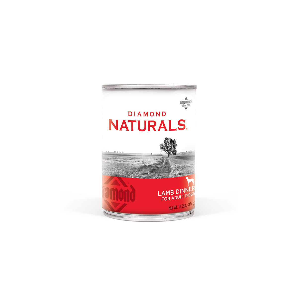 Diamond Naturals Lamb Dinner, lata frontal, ideal para perros activos