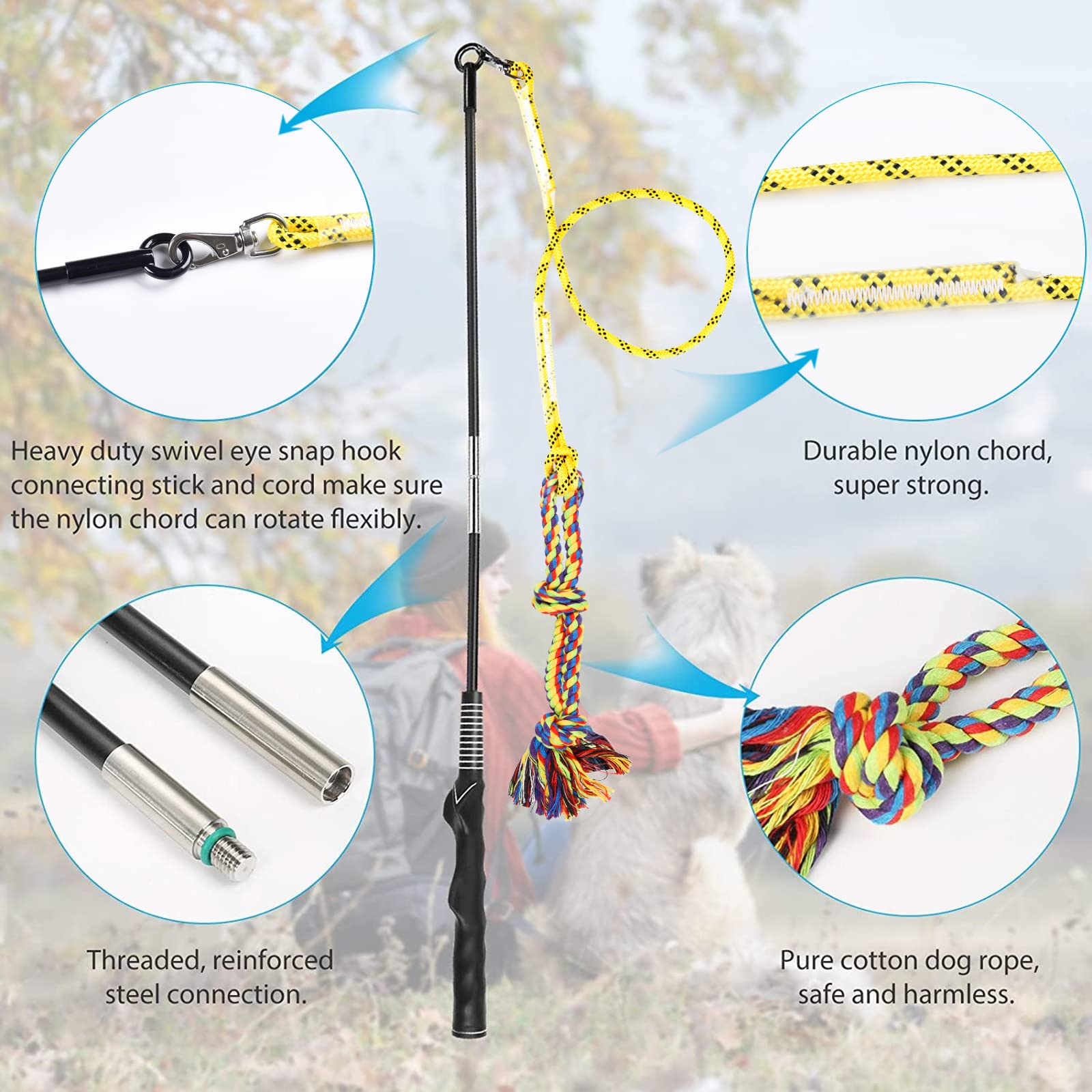 DIBBATU Flirt Pole cabo de nylon con giro suave.