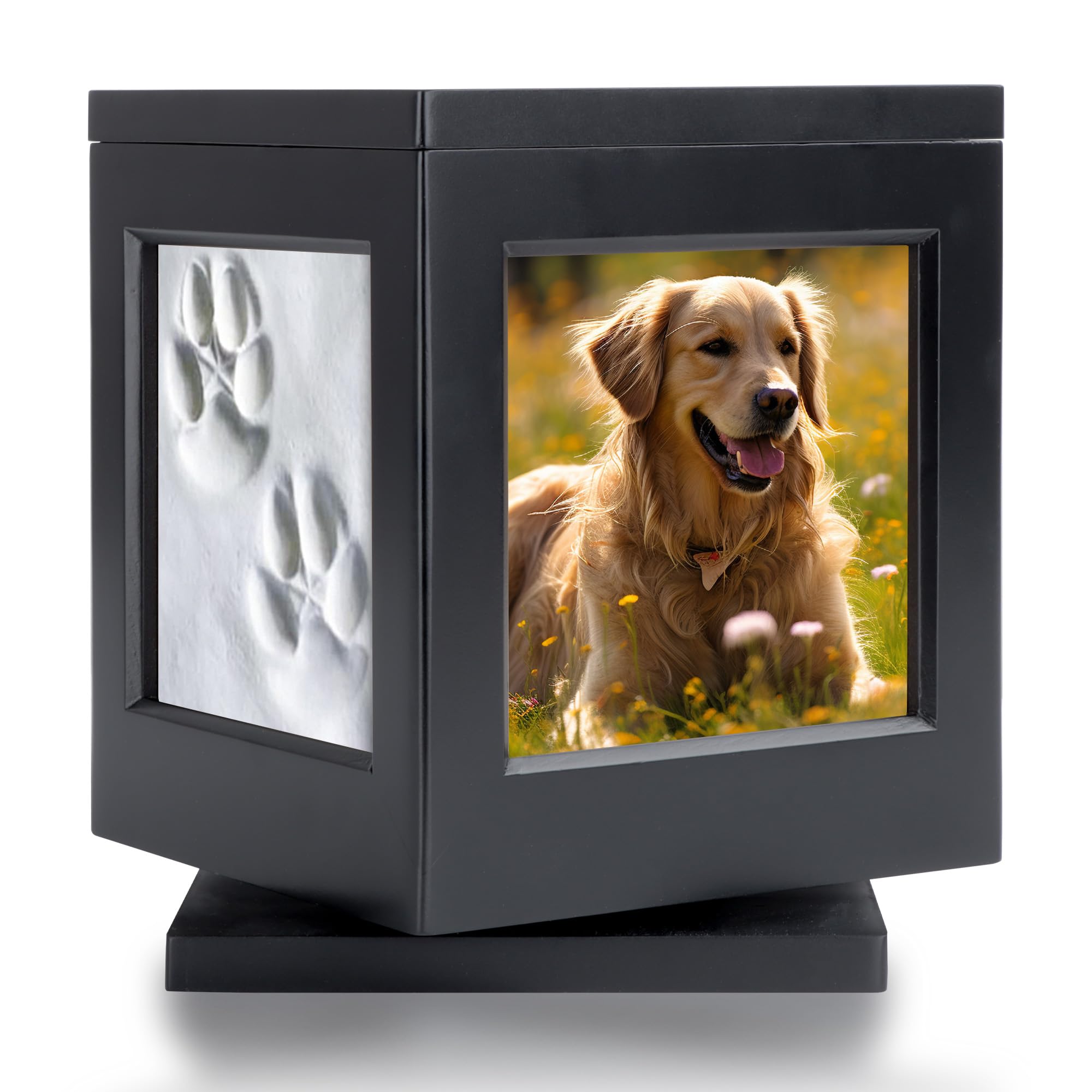 DiDiBirDi urna perro negra con detalle de patita, ideal para cenizas.