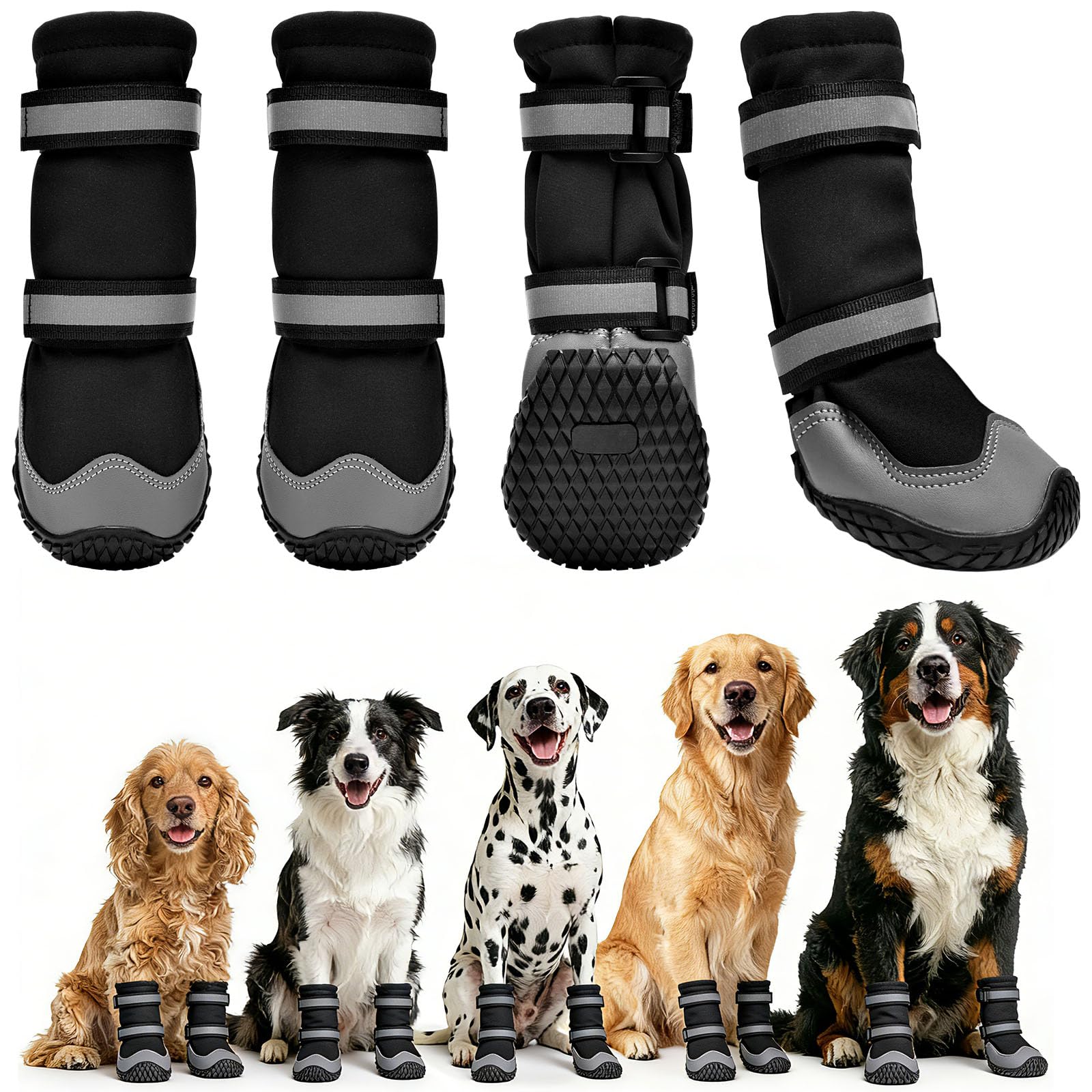 Dimicoo zapatos para perro impermeables con alto cierre para proteger patas en nieve y lluvia