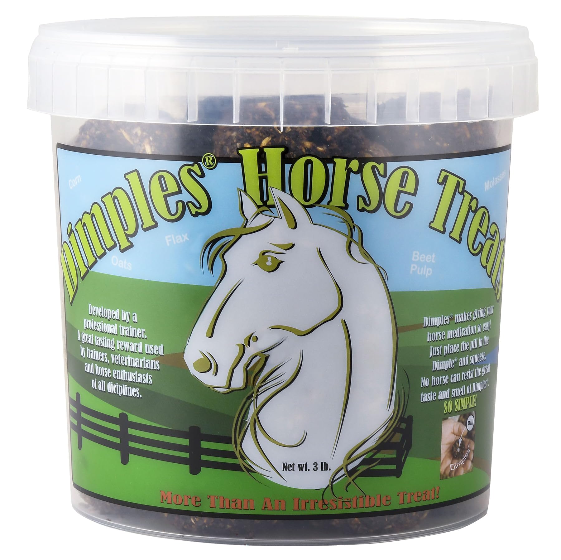 Dimples Horse Treats con Pill Dimples, tubo de 3lb, facilita la administración de medicación en caballos