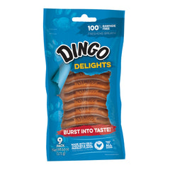 Dingo Delights: lado suave con pollo real, premio sabroso para perros.