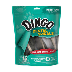 Dingo Dental Spirals con sabor perejil para refrescar el aliento de perros.