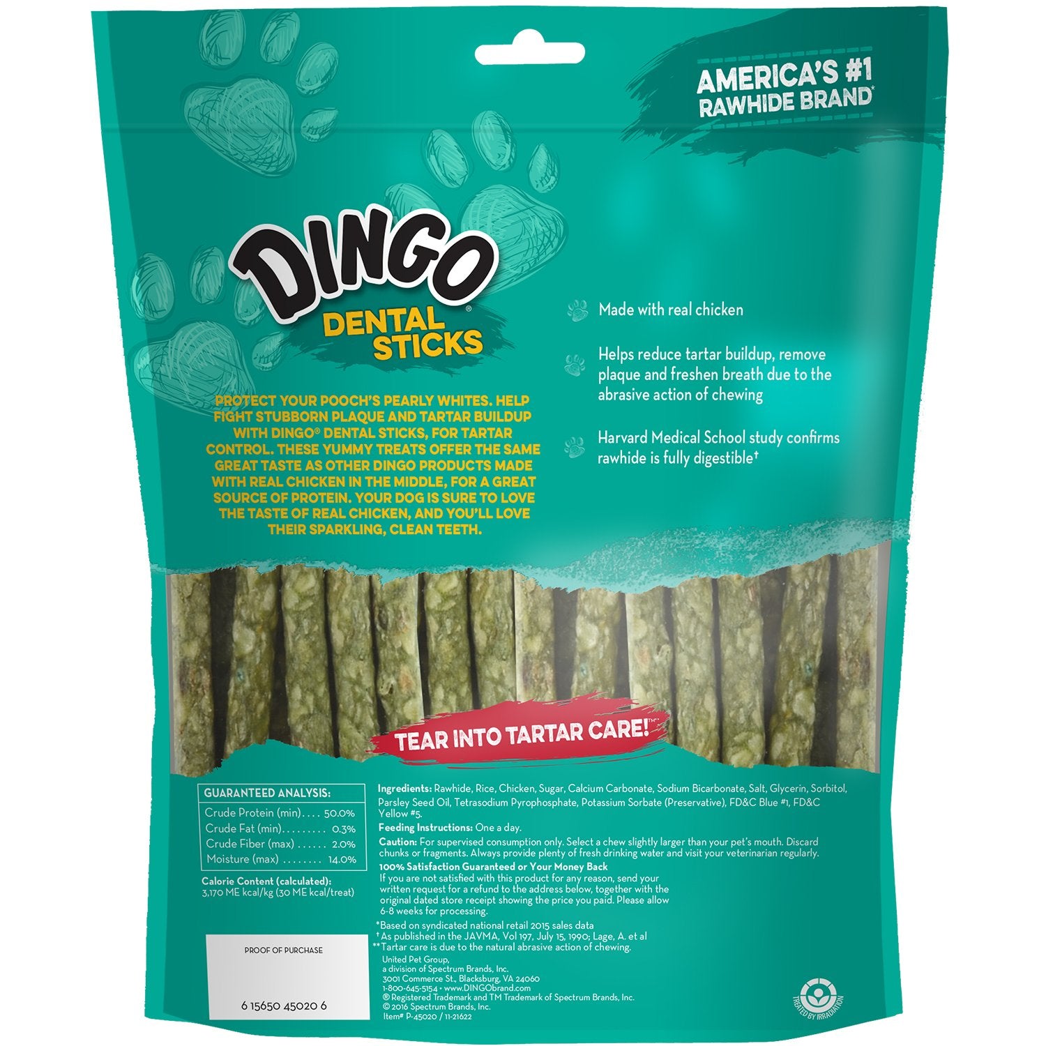 Dingo Dental Sticks con bicarbonato y semilla de perejil para frescura.