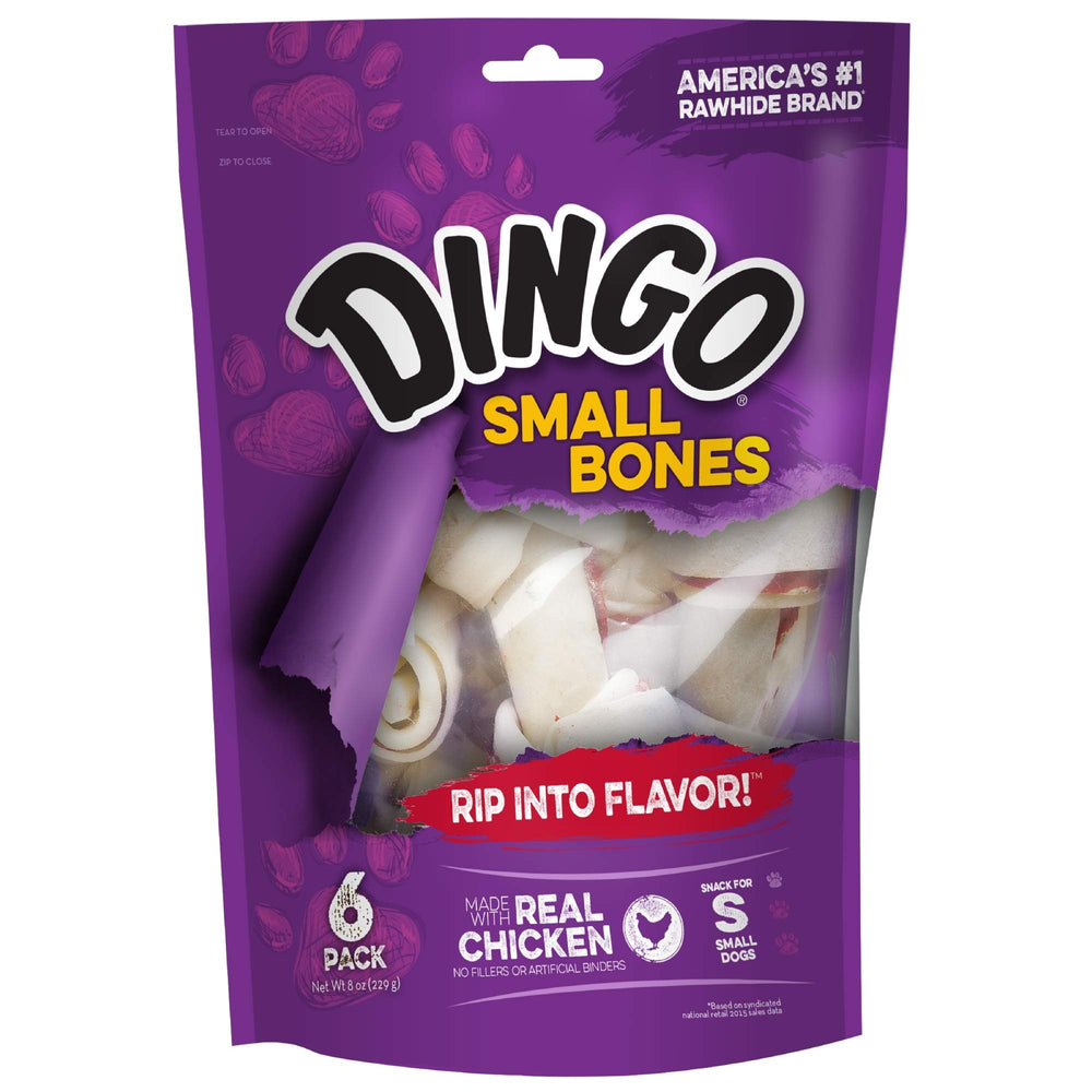 Huesos de cuero crudo Dingo con pollo para perros pequeños, ideal para masticar