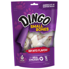 Huesos de cuero crudo Dingo con pollo para perros pequeños, ideal para masticar