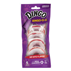 Dingo Ringo-o-o anillo crudo con pollo real para limpieza dental durante la masticación